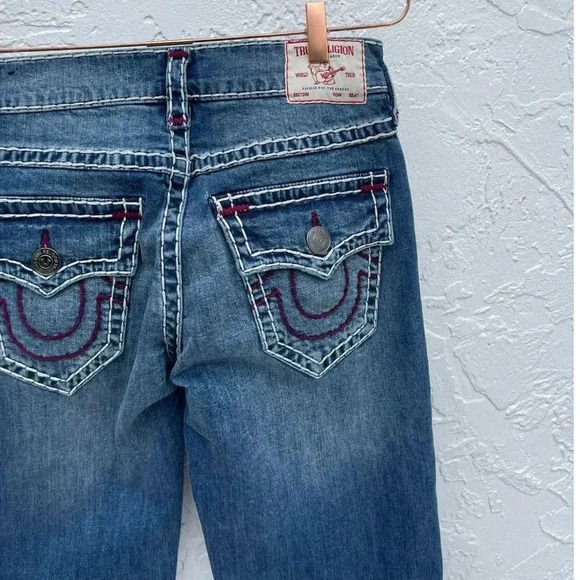 True Religion Mens Ricky Relaxed Straight Super T Flap Denim Pants Blue Sz 25 - Picture 14 of 16
